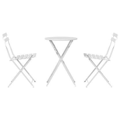 vidaXL Folding Bistro Set 3 pcs White Steel