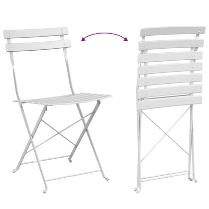 vidaXL Folding Bistro Set 3 pcs White Steel