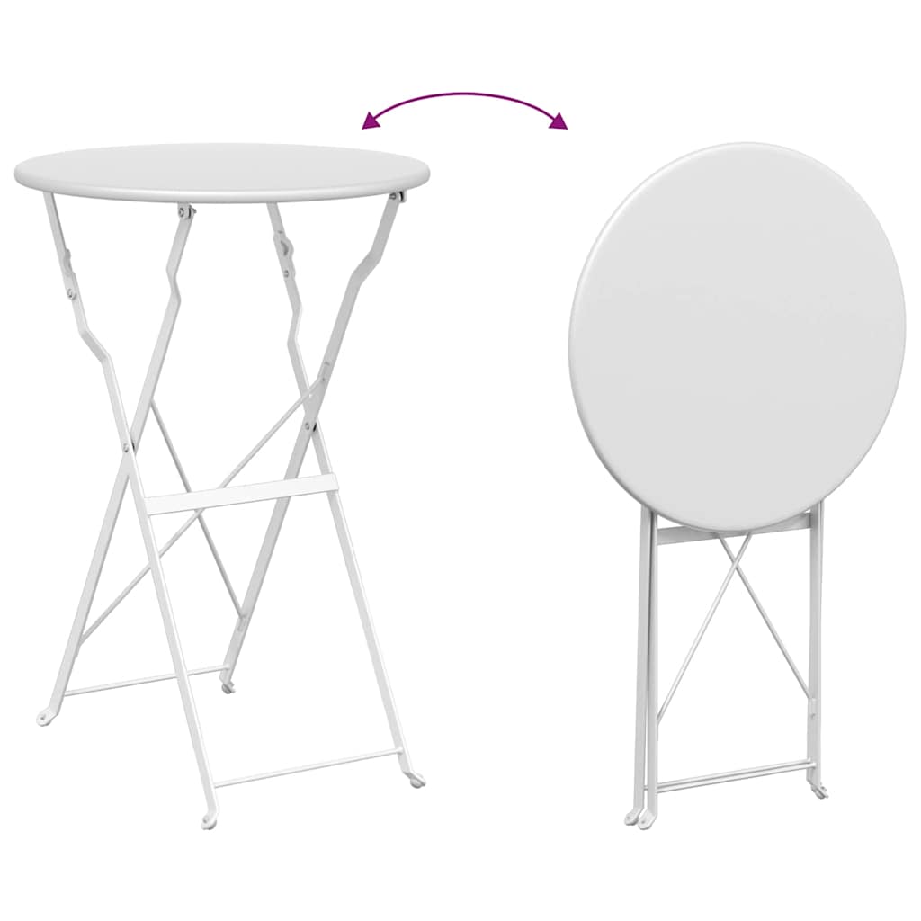 vidaXL Folding Bistro Set 3 pcs White Steel