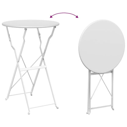 vidaXL Folding Bistro Set 3 pcs White Steel