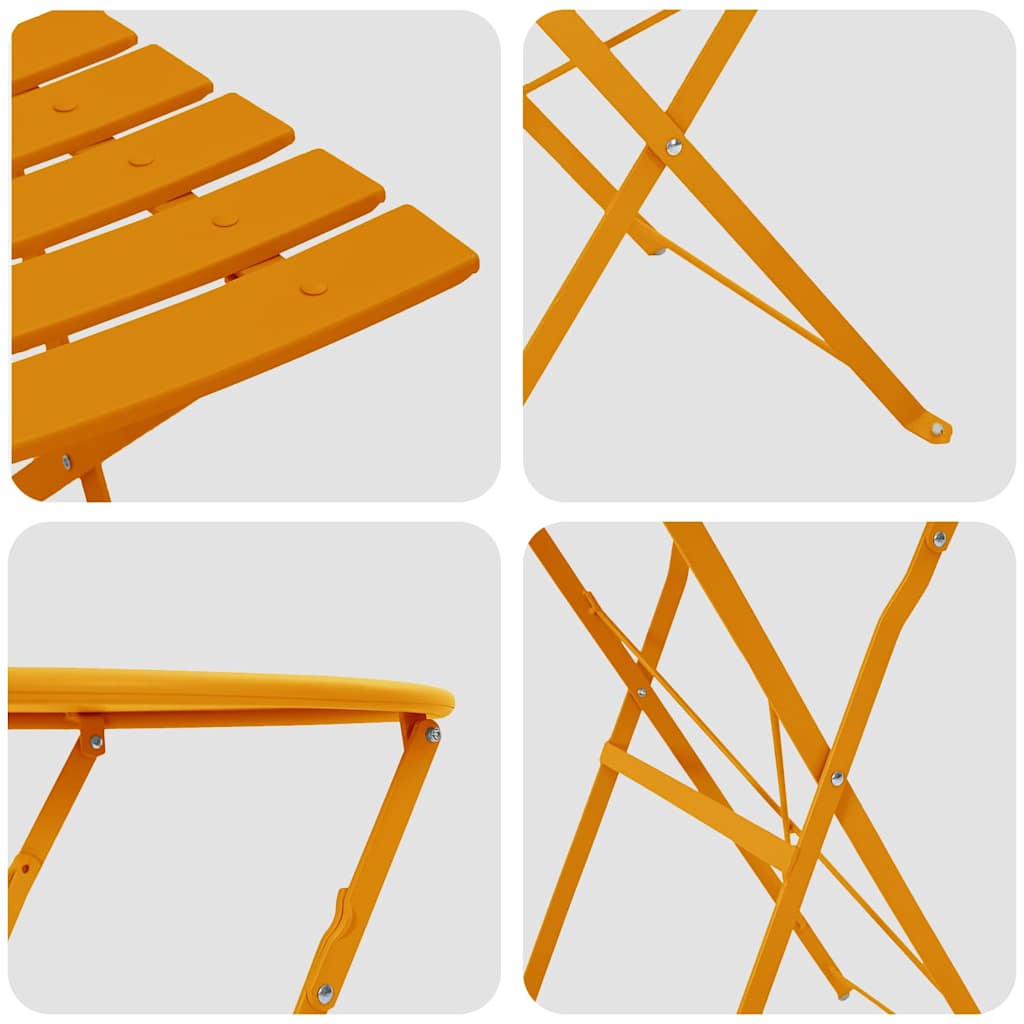 vidaXL Folding Bistro Set 3 pcs Mustard Steel