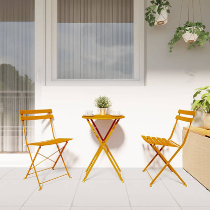 vidaXL Folding Bistro Set 3 pcs Mustard Steel