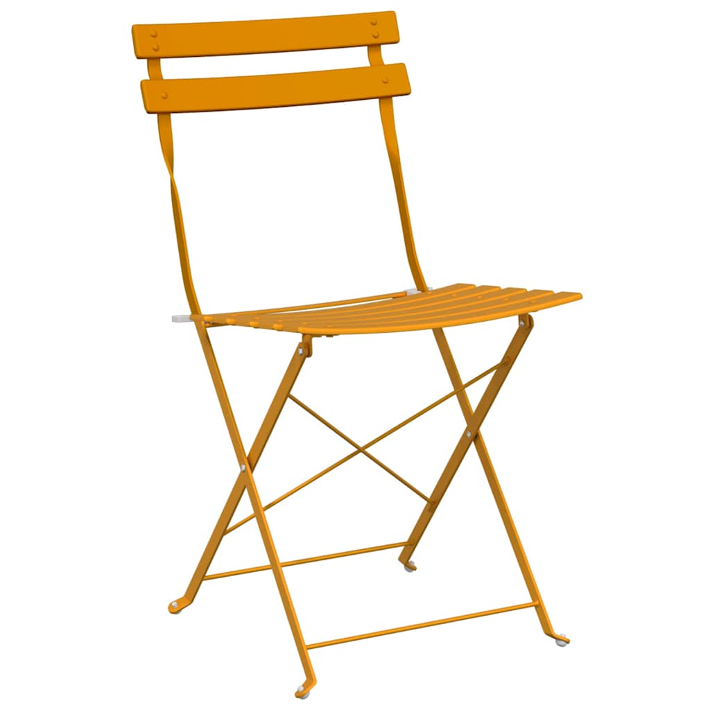 vidaXL Folding Bistro Set 3 pcs Mustard Steel