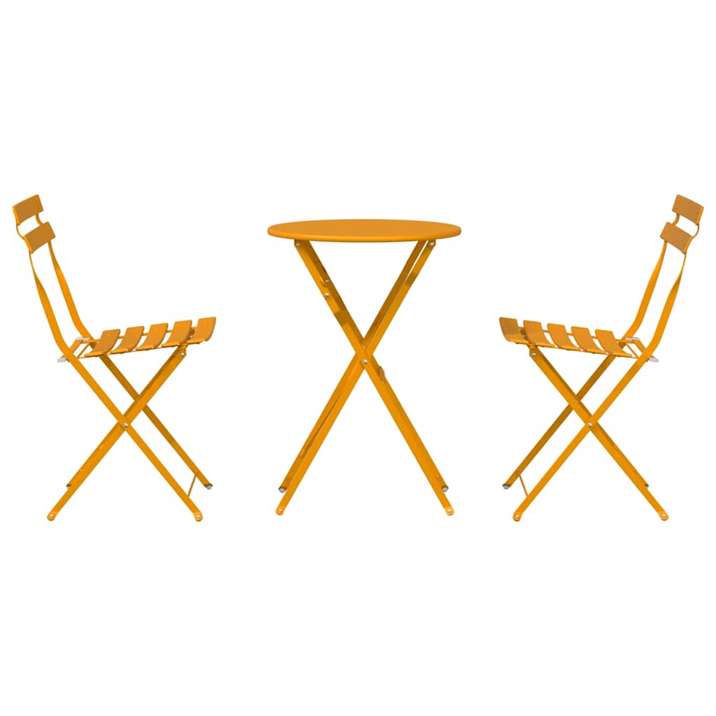 vidaXL Folding Bistro Set 3 pcs Mustard Steel