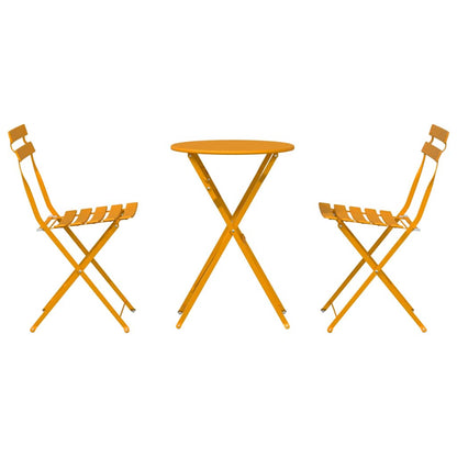 vidaXL Folding Bistro Set 3 pcs Mustard Steel