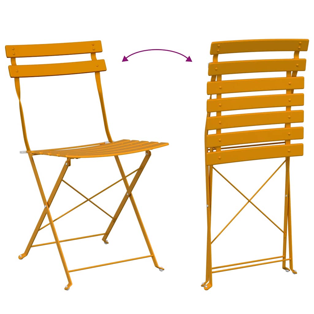 vidaXL Folding Bistro Set 3 pcs Mustard Steel