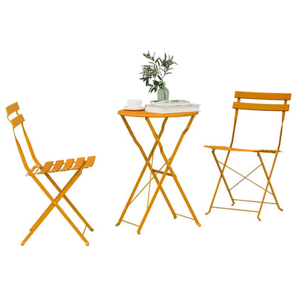 vidaXL Folding Bistro Set 3 pcs Mustard Steel