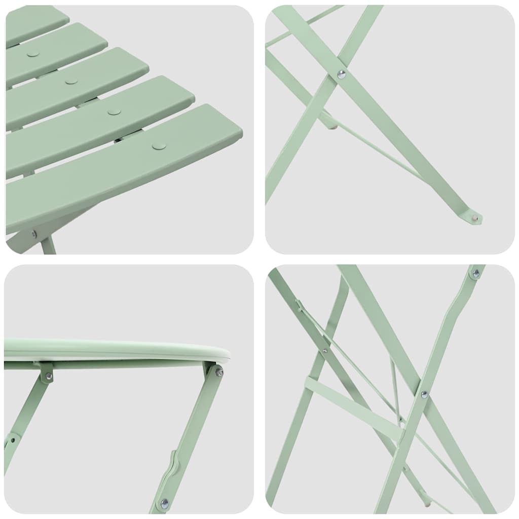 vidaXL Folding Bistro Set 3 pcs Seafoam Steel