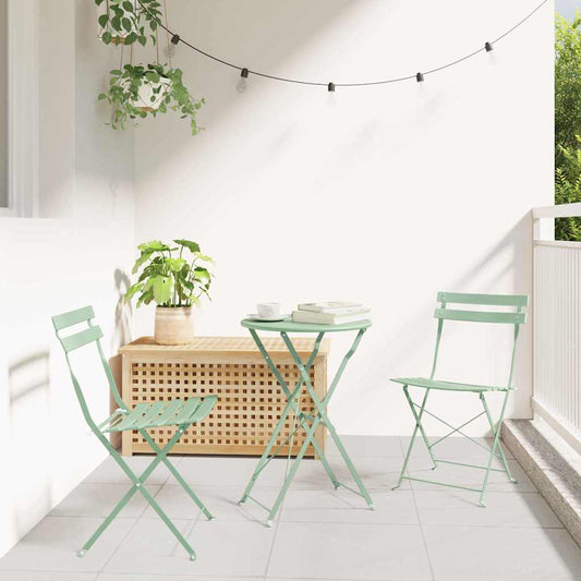 vidaXL Folding Bistro Set 3 pcs Seafoam Steel