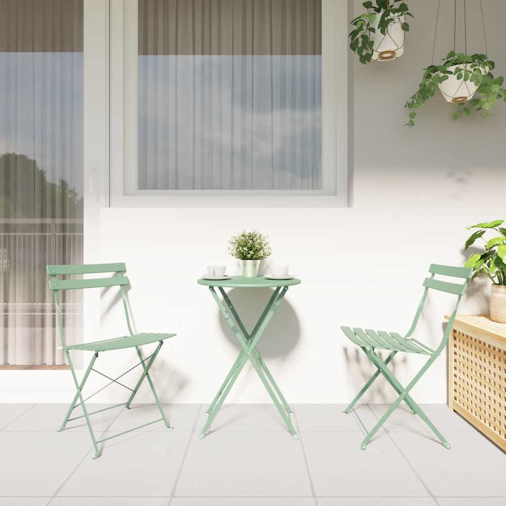 vidaXL Folding Bistro Set 3 pcs Seafoam Steel