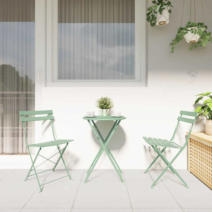 vidaXL Folding Bistro Set 3 pcs Seafoam Steel