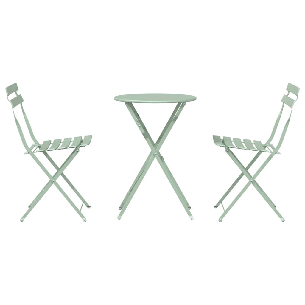 vidaXL Folding Bistro Set 3 pcs Seafoam Steel