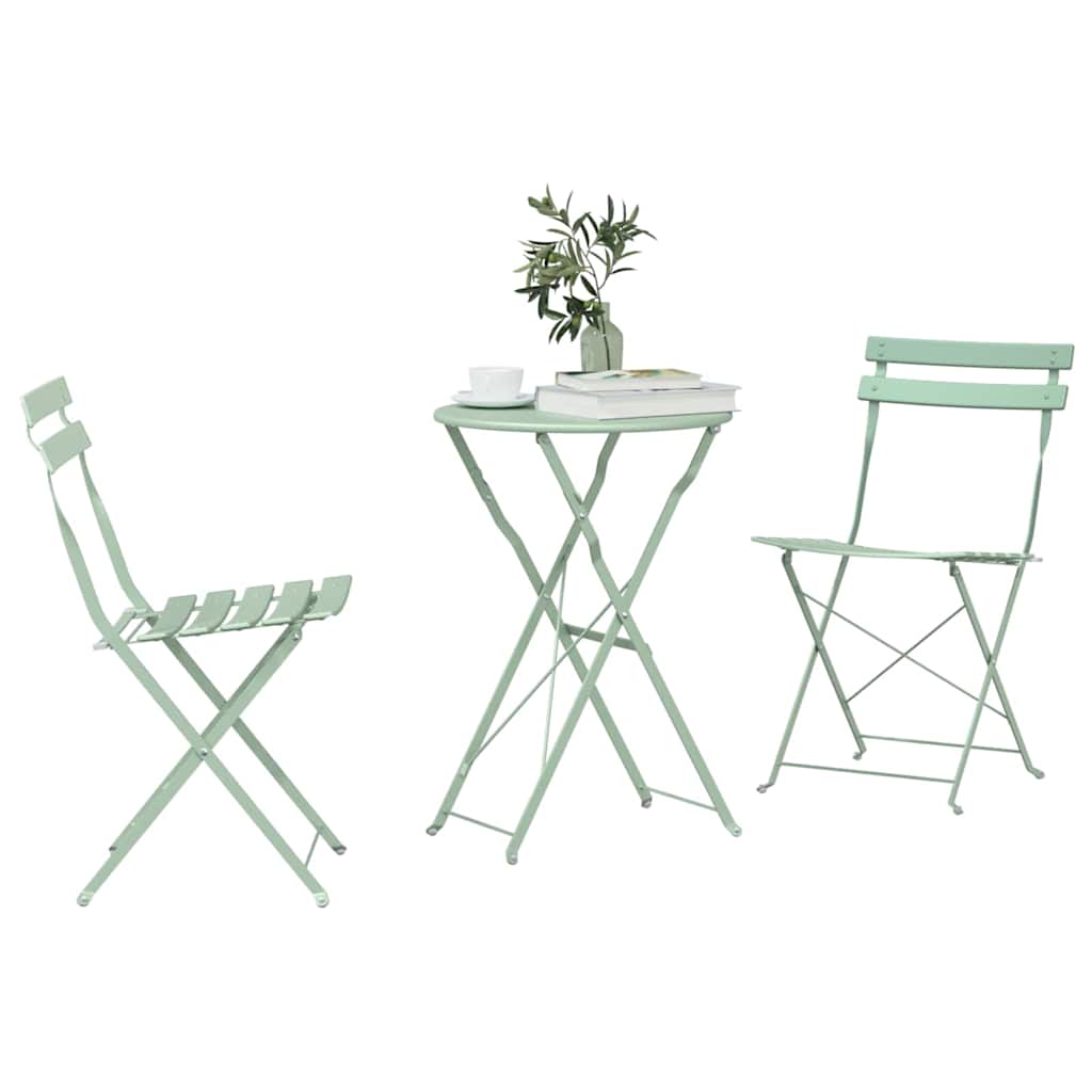 vidaXL Folding Bistro Set 3 pcs Seafoam Steel