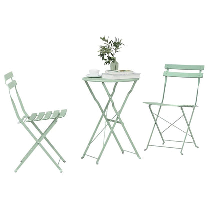 vidaXL Folding Bistro Set 3 pcs Seafoam Steel
