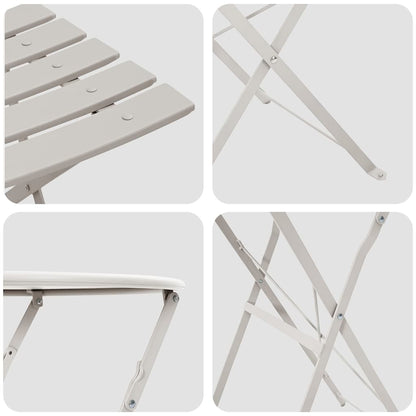 vidaXL Folding Bistro Set 3 pcs Beige Steel