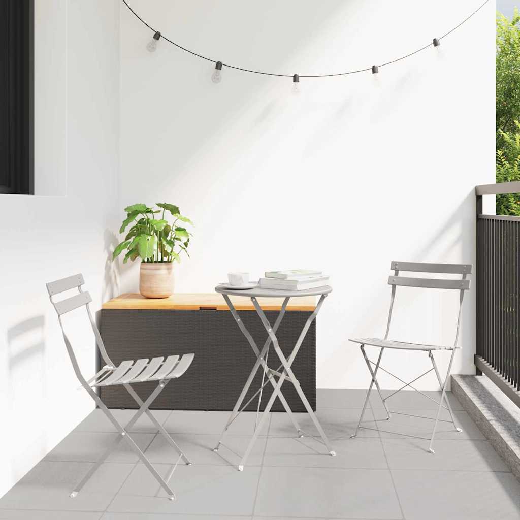 vidaXL Folding Bistro Set 3 pcs Beige Steel