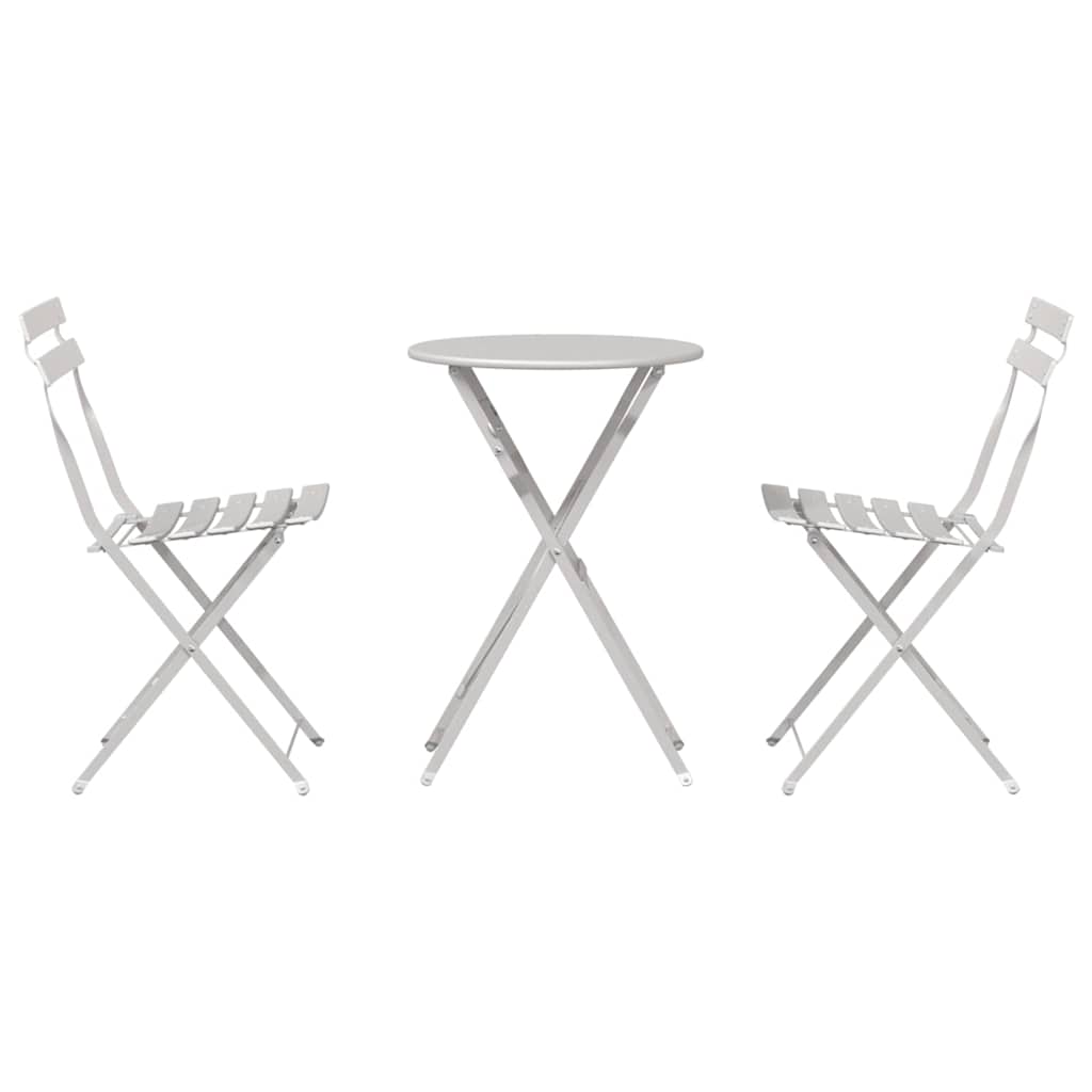vidaXL Folding Bistro Set 3 pcs Beige Steel