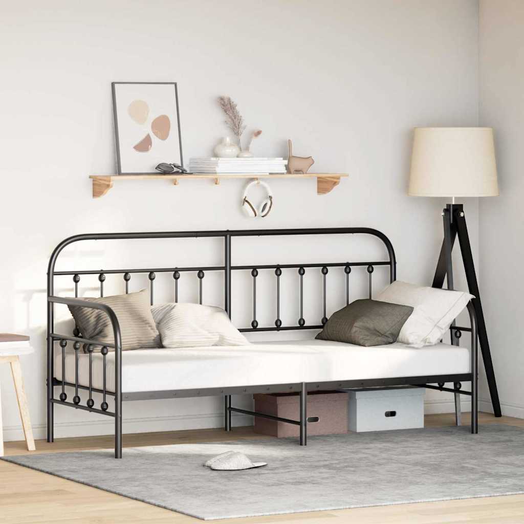vidaXL Daybed Frame Black 75 x 190 cm Powder-Coated Steel