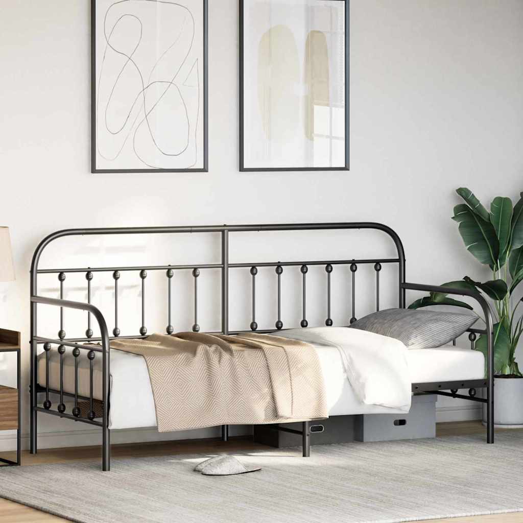 vidaXL Daybed Frame Black 80 x 200 cm Powder-Coated Steel