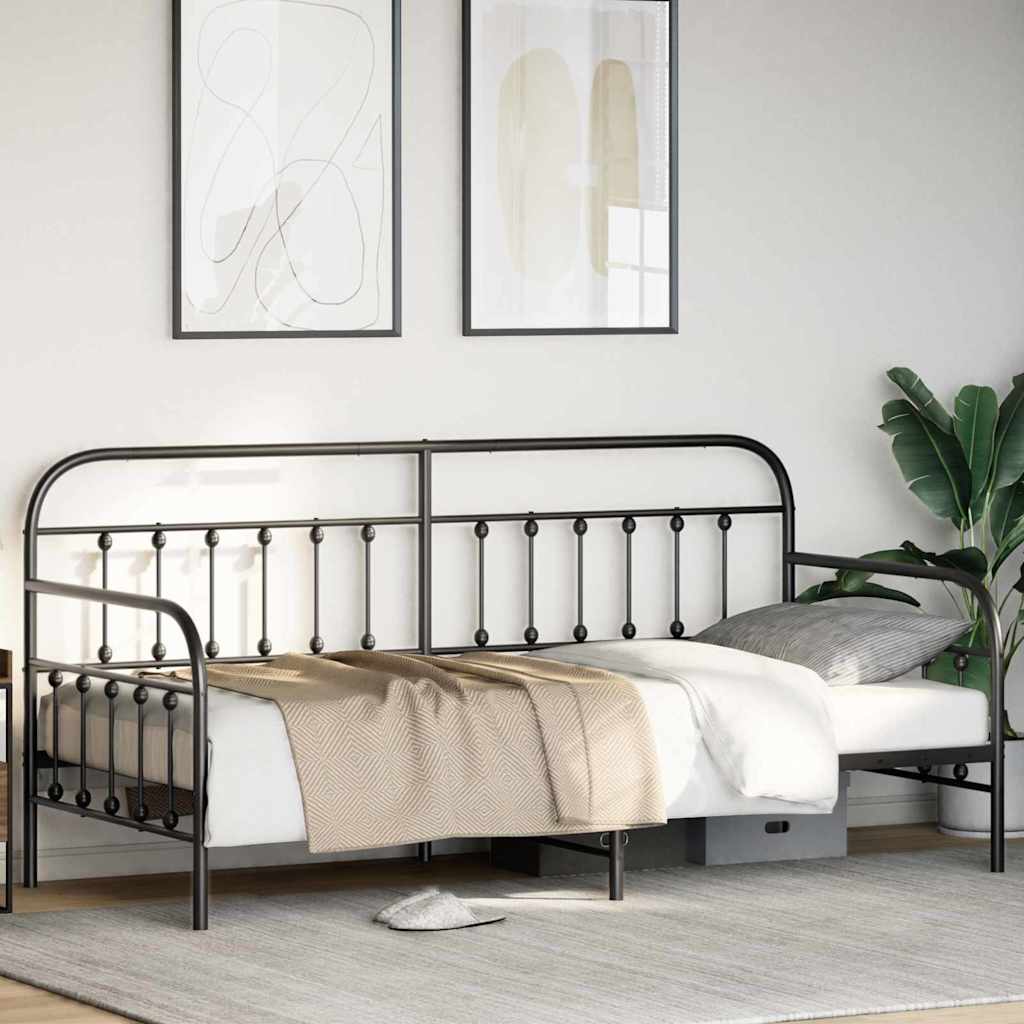 vidaXL Daybed Frame Black 90 x 200 cm Powder-Coated Steel
