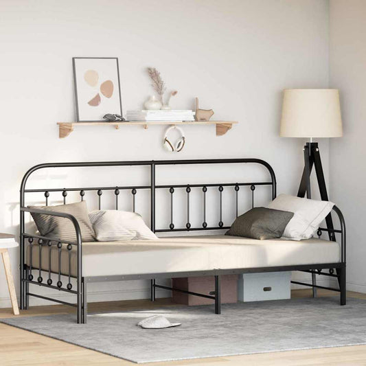 vidaXL Daybed Frame Black 90 x 200 cm Powder-Coated Steel