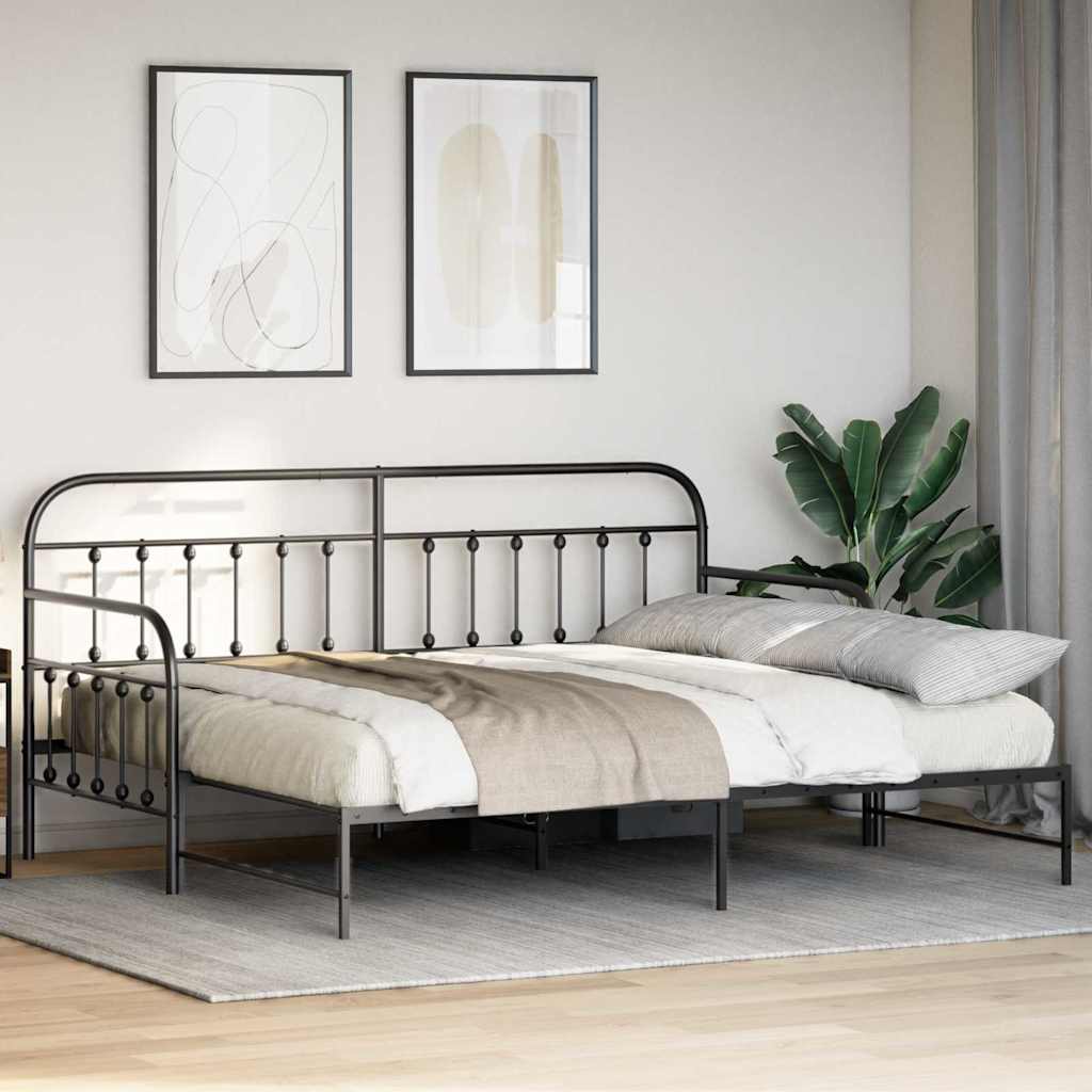 vidaXL Daybed Frame Black 90 x 200 cm Powder-Coated Steel