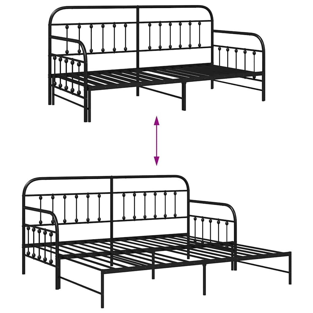 vidaXL Daybed Frame Black 100 x 200 cm Powder-Coated Steel