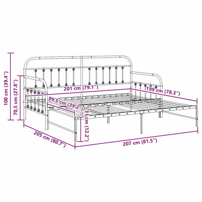 vidaXL Daybed Frame Black 100 x 200 cm Powder-Coated Steel