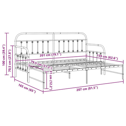 vidaXL Daybed Frame White 80 x 200 cm Powder-Coated Steel