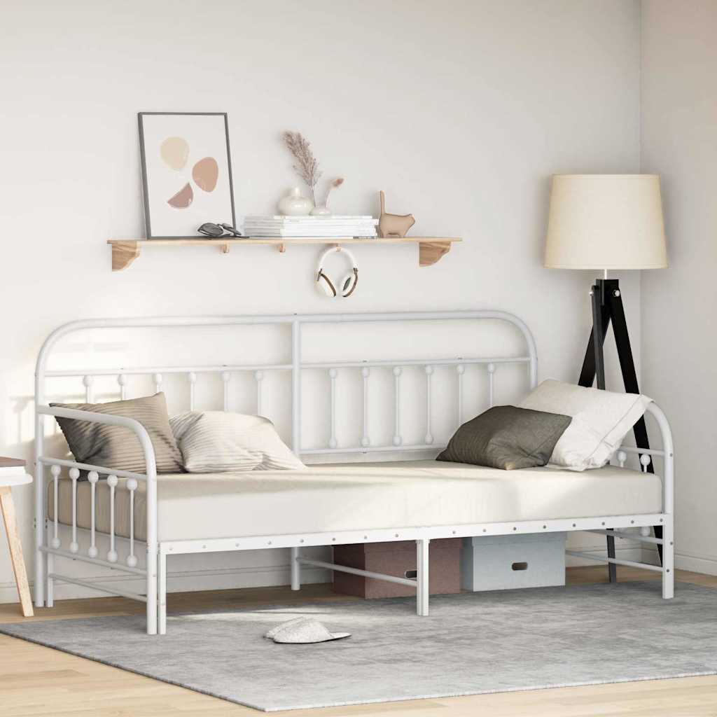vidaXL Daybed Frame White 90 x 200 cm Powder-Coated Steel
