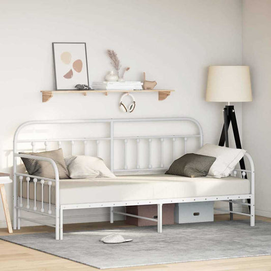 vidaXL Daybed Frame White 90 x 200 cm Powder-Coated Steel