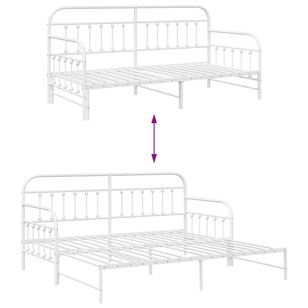 vidaXL Daybed Frame White 90 x 200 cm Powder-Coated Steel