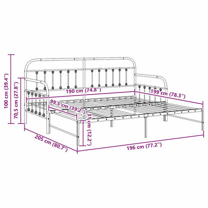 vidaXL Daybed Frame White 100 x 190 cm Powder-Coated Steel