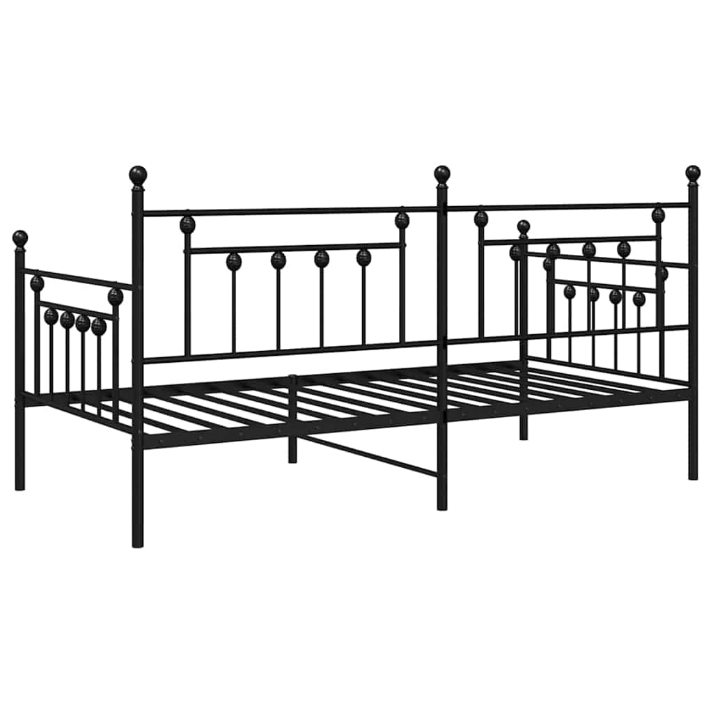 vidaXL Daybed Frame with Headboard Black 90 x 190 cm Steel