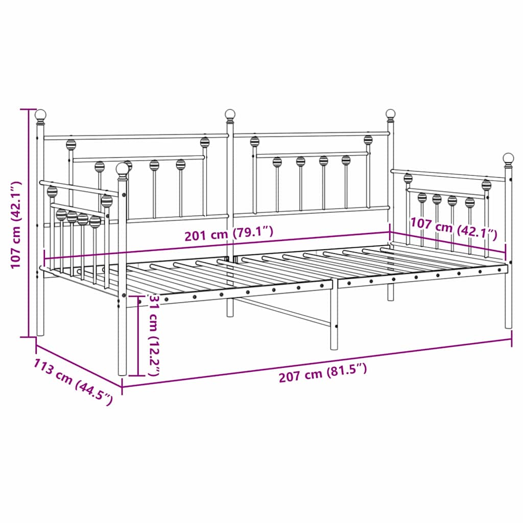 vidaXL Daybed Frame Black 107 x 203 cm Steel