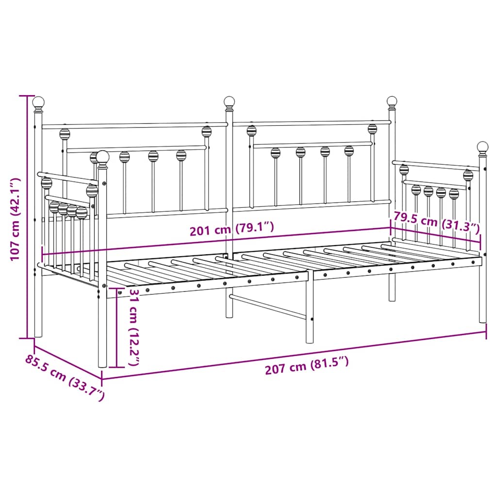 vidaXL Daybed Frame White 80 x 200 cm Steel