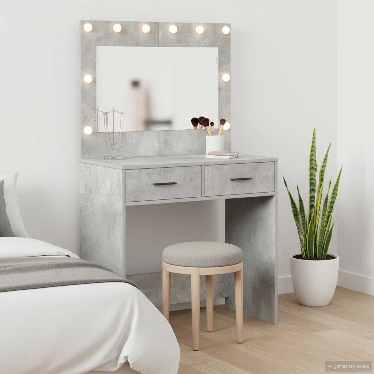 vidaXL Dressing Table Concrete Grey 78.5 x 41 x 135 cm Engineered Wood