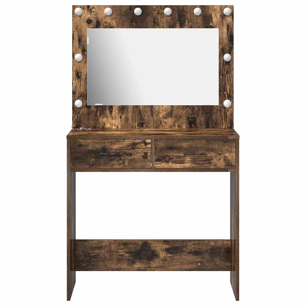 vidaXL Dressing Table Smoked Oak 78.5 x 41 x 135 cm Engineered Wood