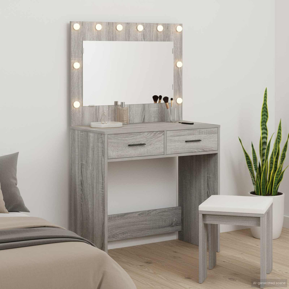 vidaXL Dressing Table Grey Sonoma 78.5 x 41 x 135 cm Engineered Wood