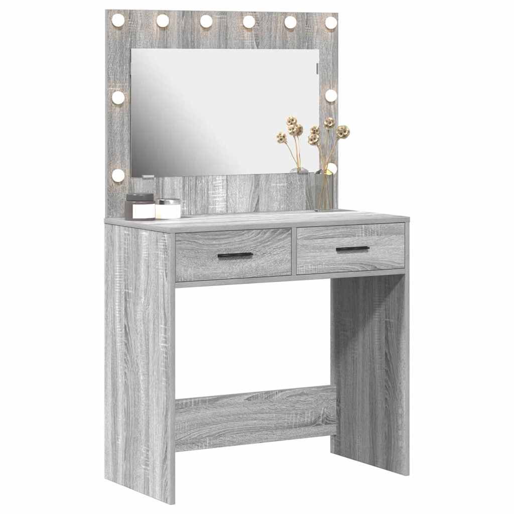 vidaXL Dressing Table Grey Sonoma 78.5 x 41 x 135 cm Engineered Wood