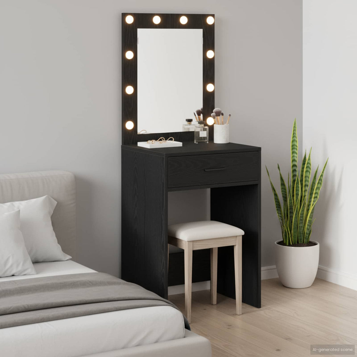 vidaXL Dressing Table Black Oak 50 x 41 x 135 cm Engineered Wood