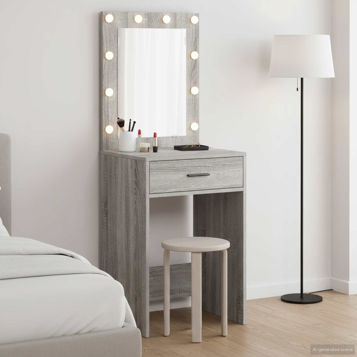 vidaXL Dressing Table Grey Sonoma 50 x 41 x 135 cm Engineered Wood
