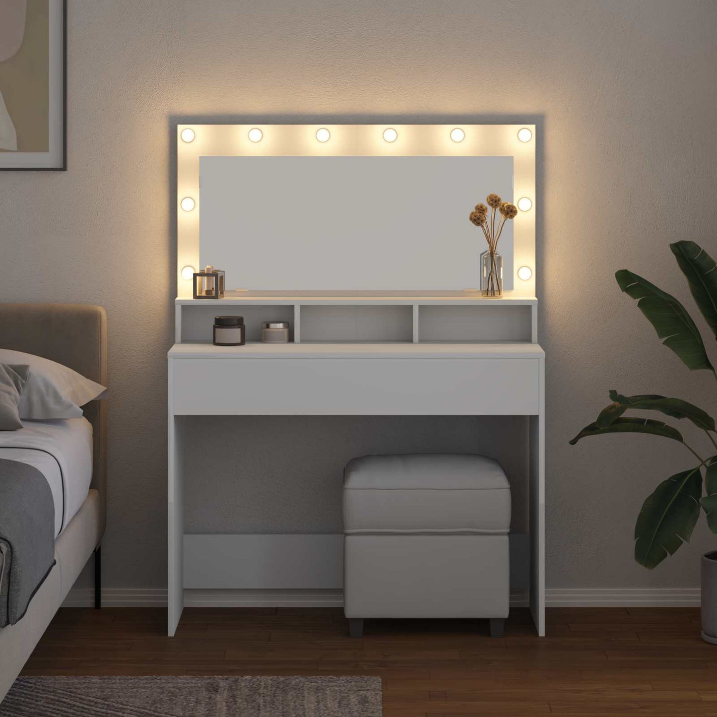 vidaXL Dressing Table White 100 x 41 x 135 cm Engineered Wood