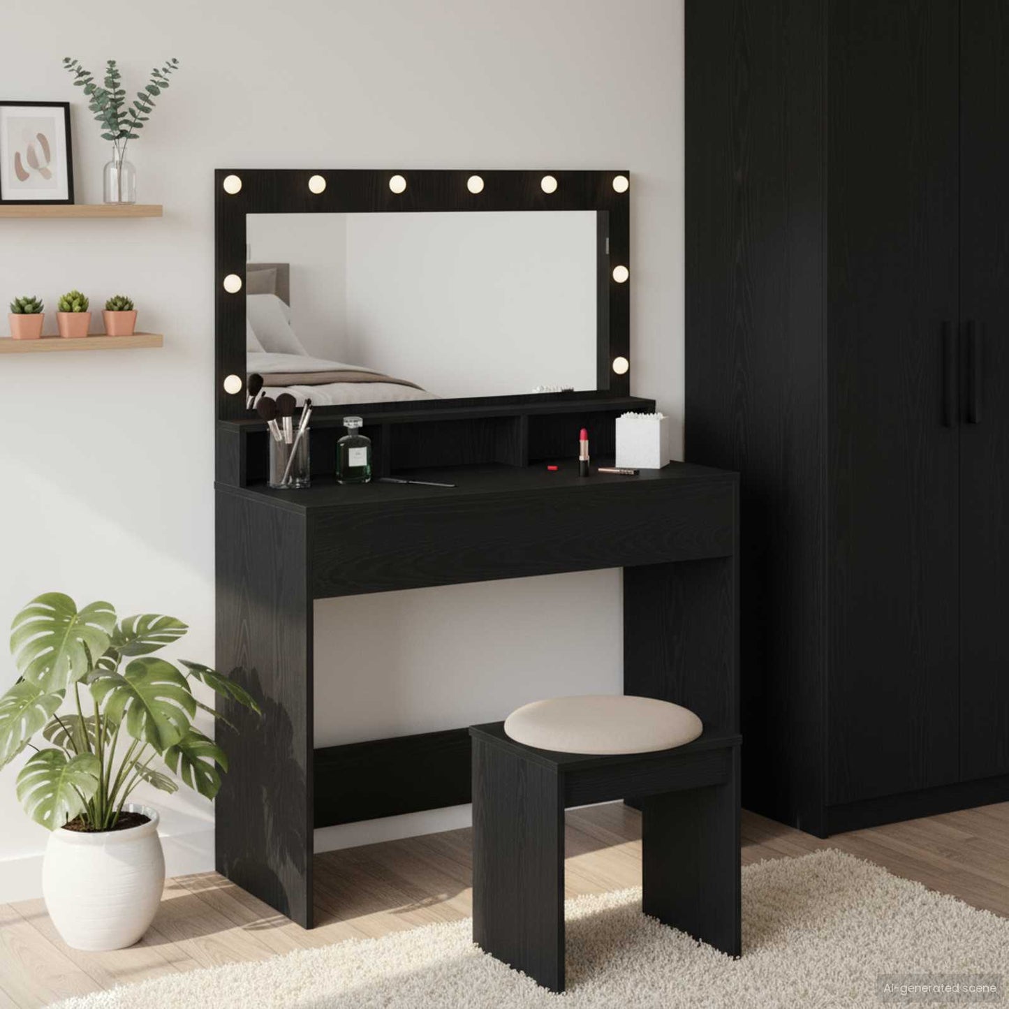 vidaXL Dressing Table Black Oak 100 x 41 x 135 cm Engineered Wood