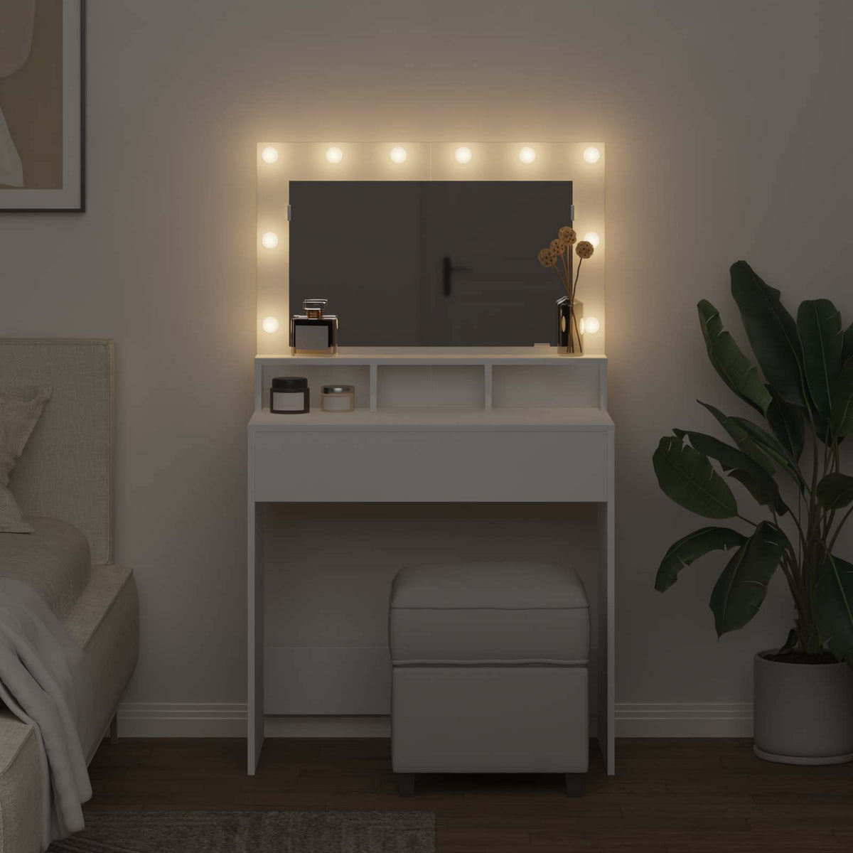 vidaXL Dressing Table White 78.5 x 41 x 135 cm Engineered Wood
