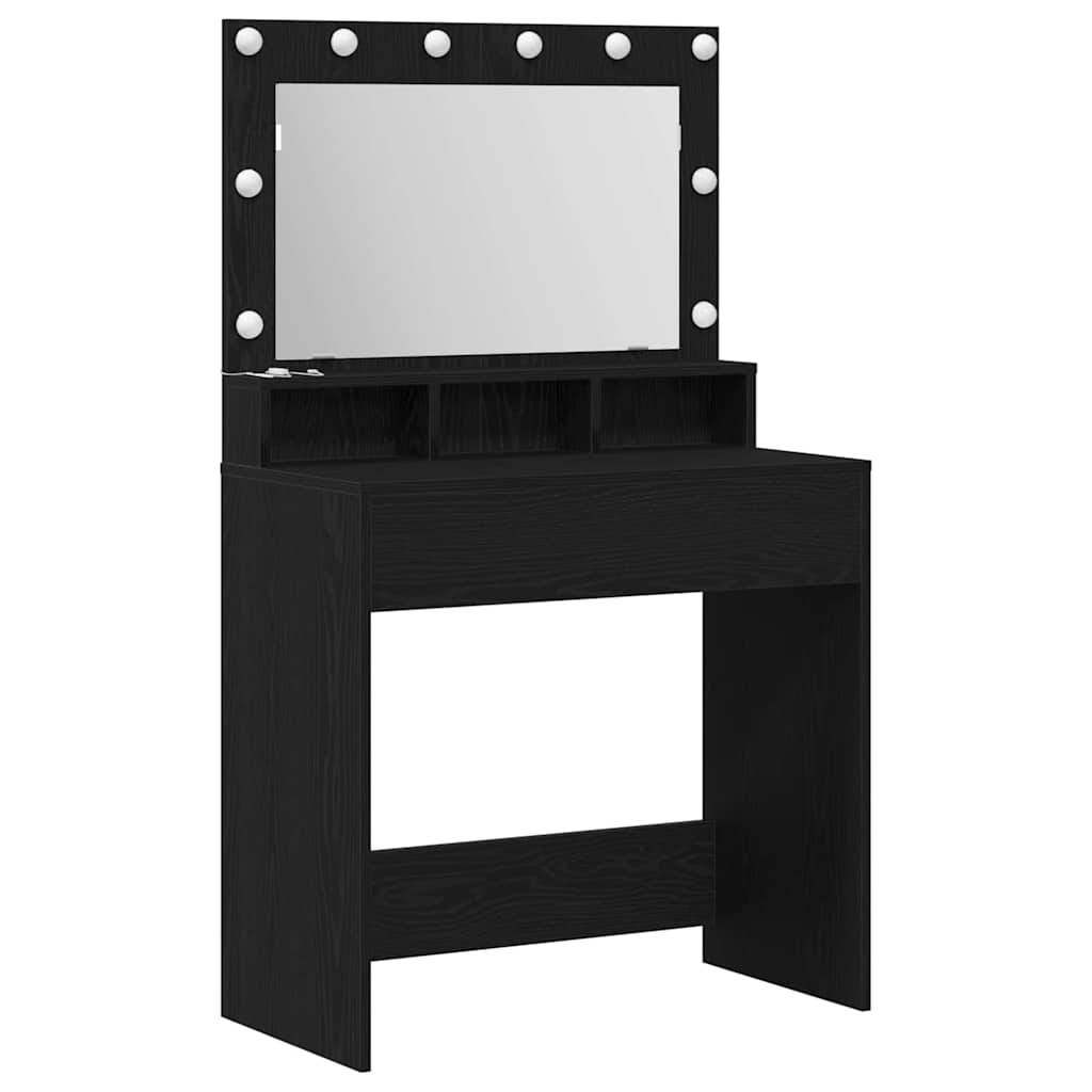 vidaXL Dressing Table Black Oak 75.5 x 41 x 135 cm Engineered Wood