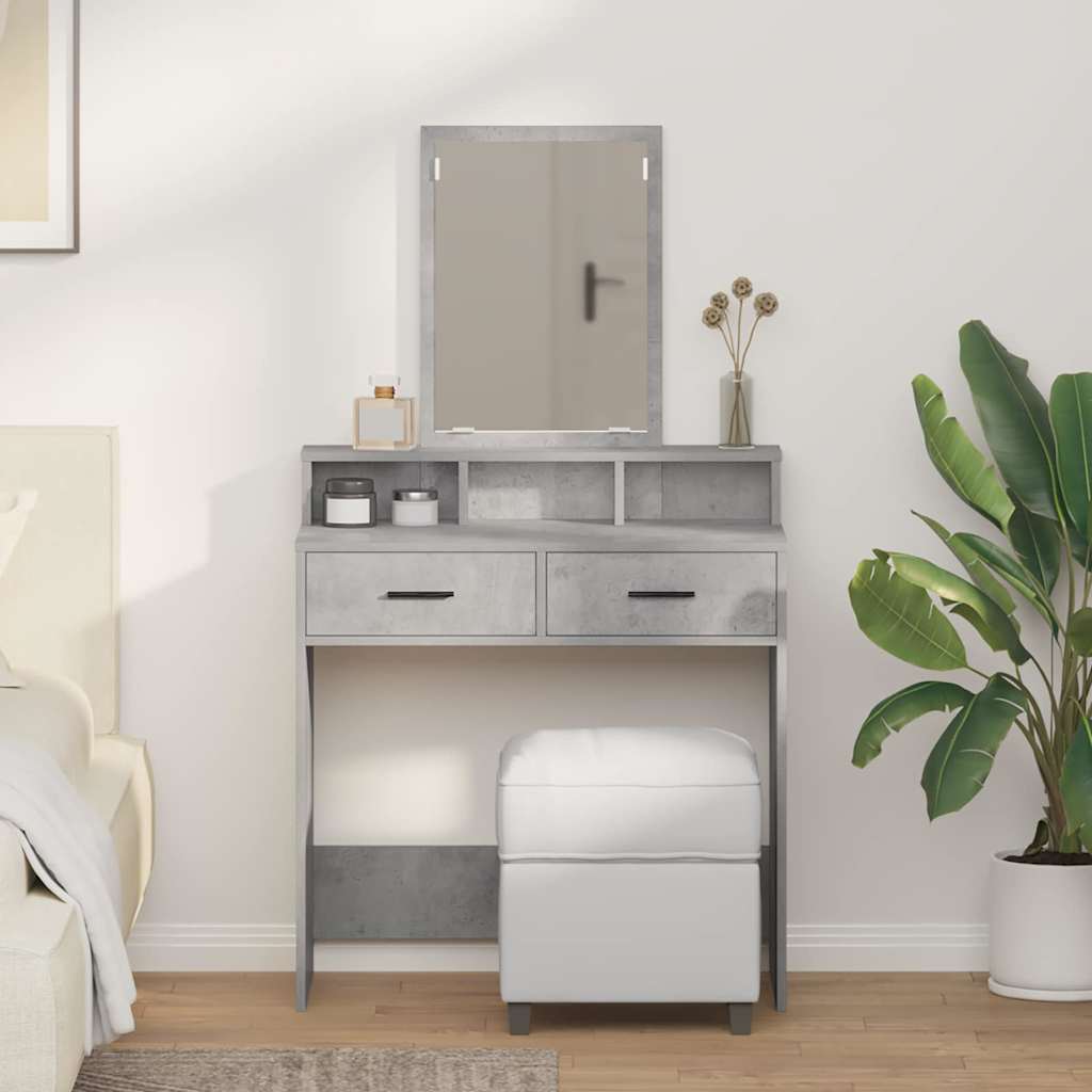 vidaXL Dressing Table Concrete Grey 79 x 41 x 140 cm Engineered Wood