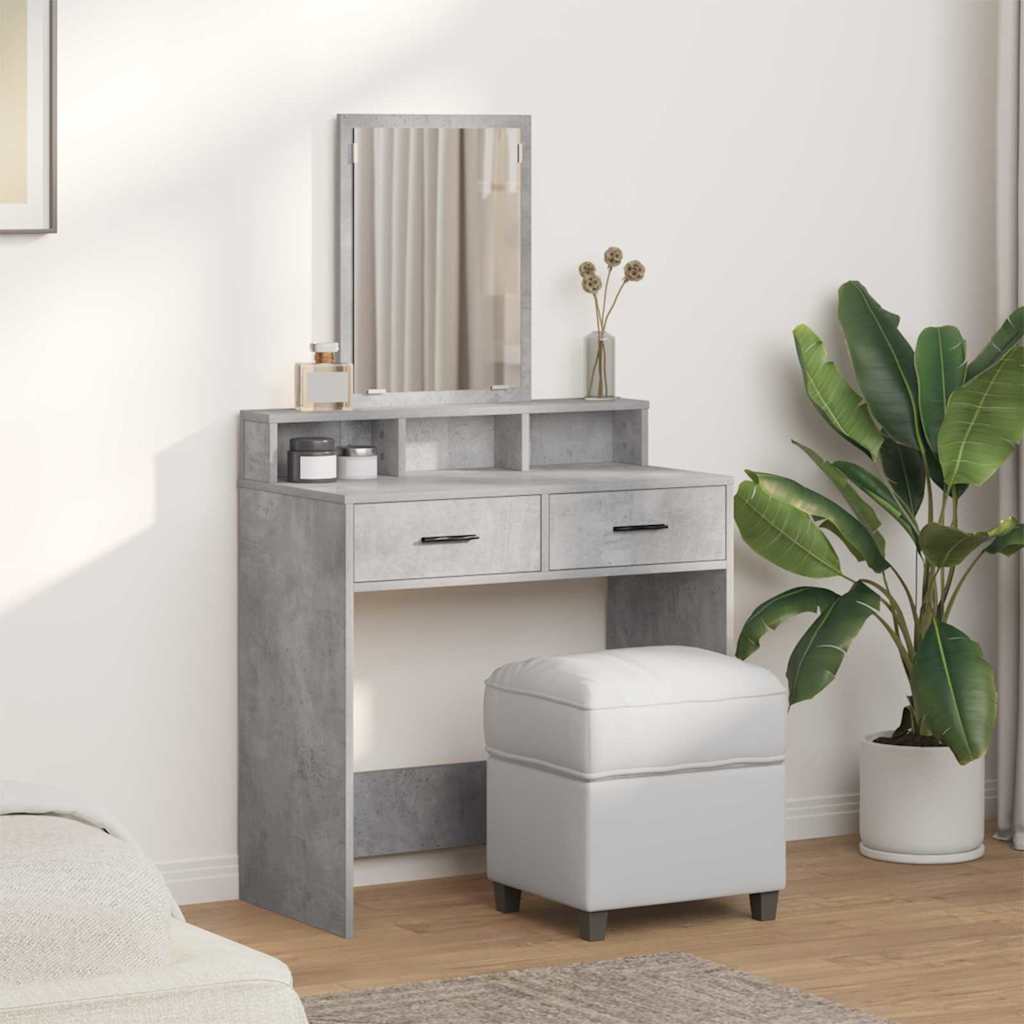 vidaXL Dressing Table Concrete Grey 79 x 41 x 140 cm Engineered Wood