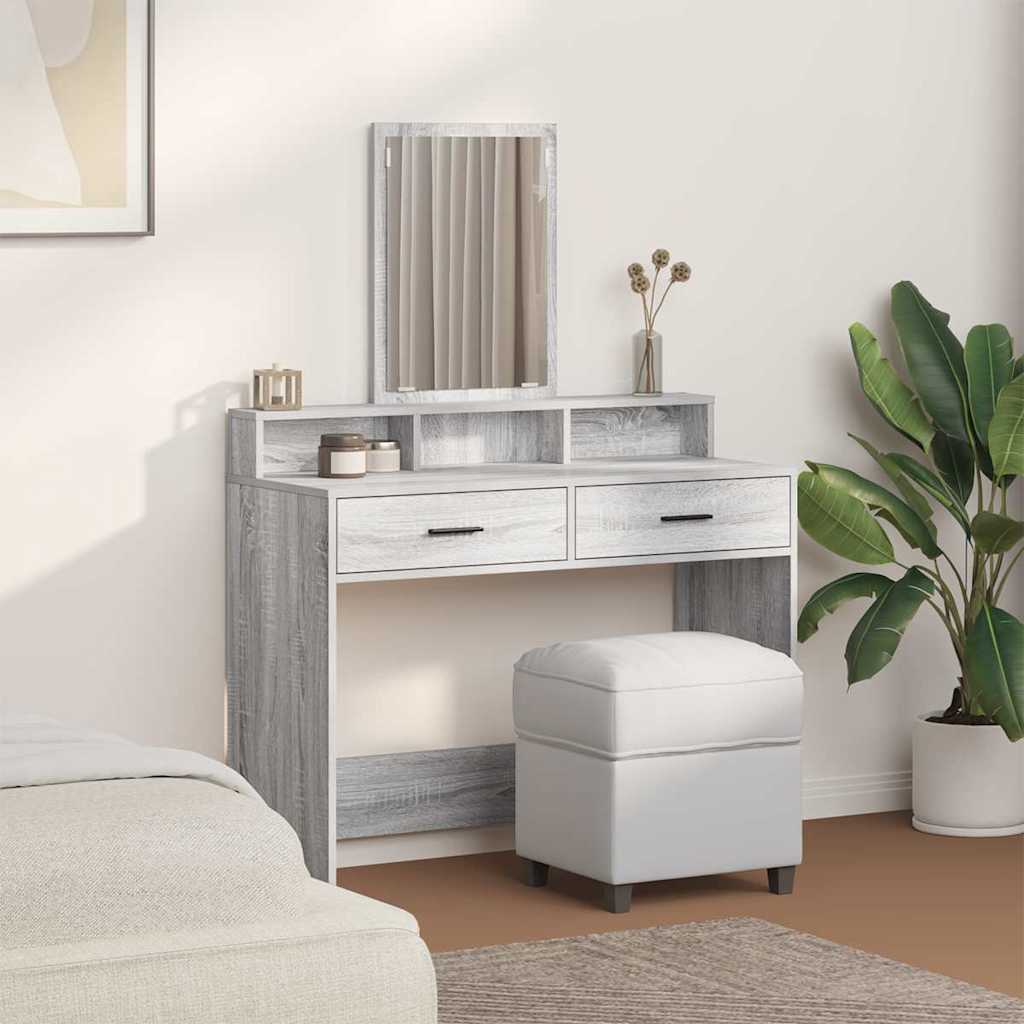 vidaXL Dressing Table Grey Sonoma 100 x 41 x 140 cm Engineered Wood