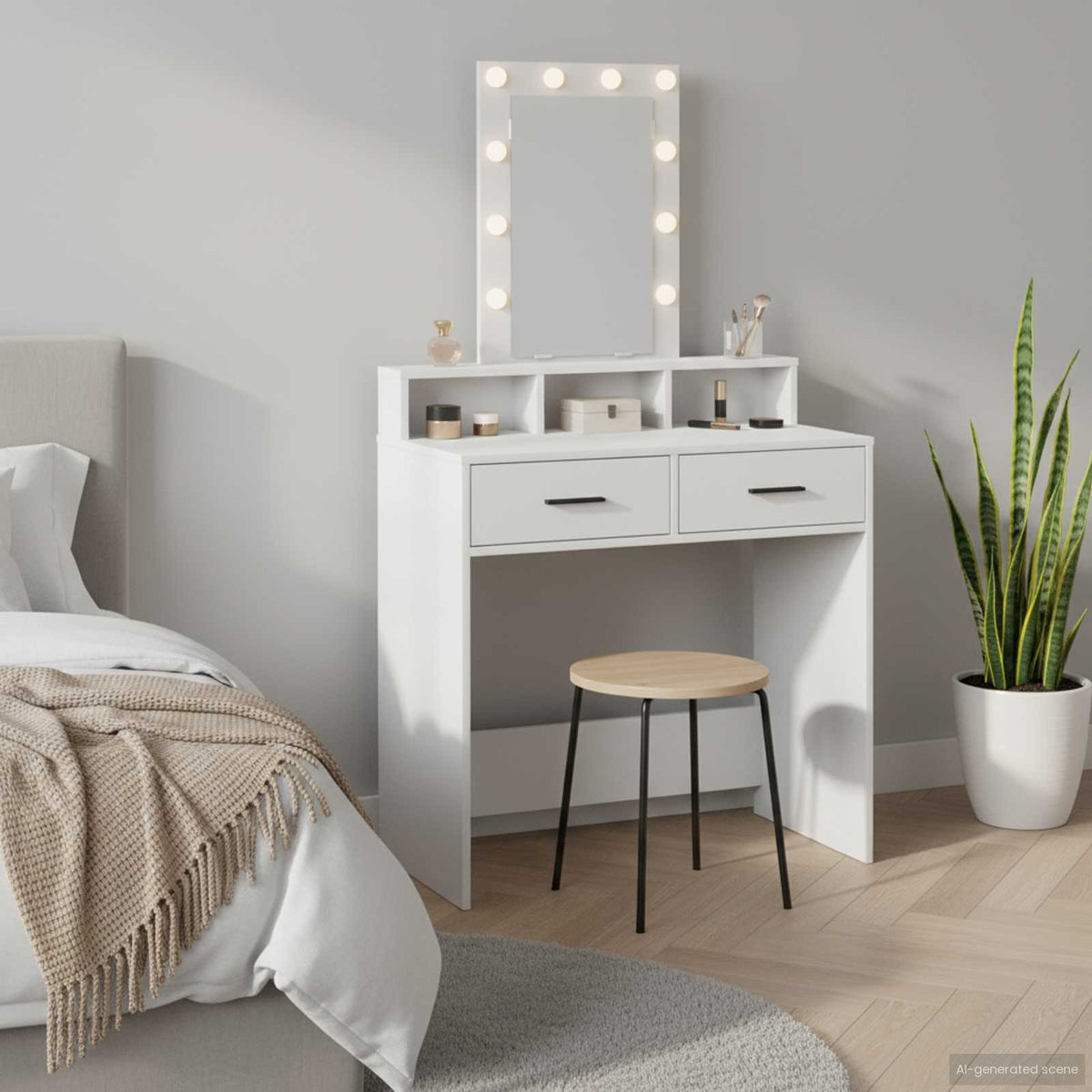 vidaXL Dressing Table White 79 x 41 x 140 cm Engineered Wood